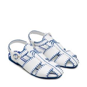 FARM Rio 🦜 Blue Embroidered Palm Tree Sandal Size 8.5